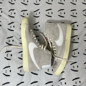 Gray and White High-Top Sneakers